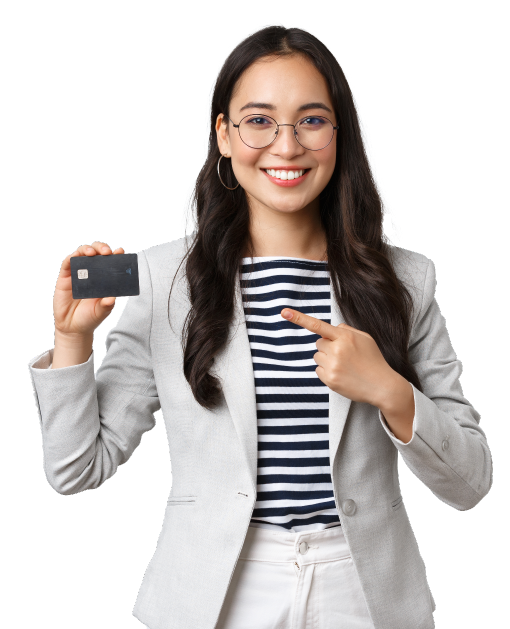 woman holding credit card